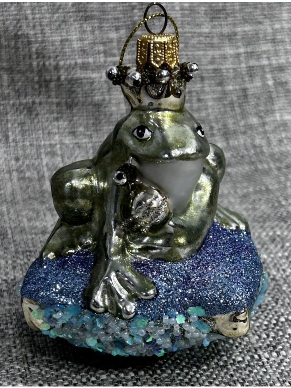 Silverado Poland Glass Christmas Tree Ornament Princess Frog Toad on Pillow